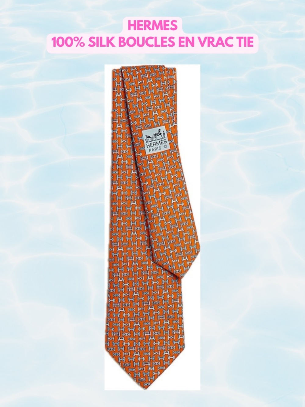 NWT HERMES Men’s 100% Silk Boucles En Vrac Tie
